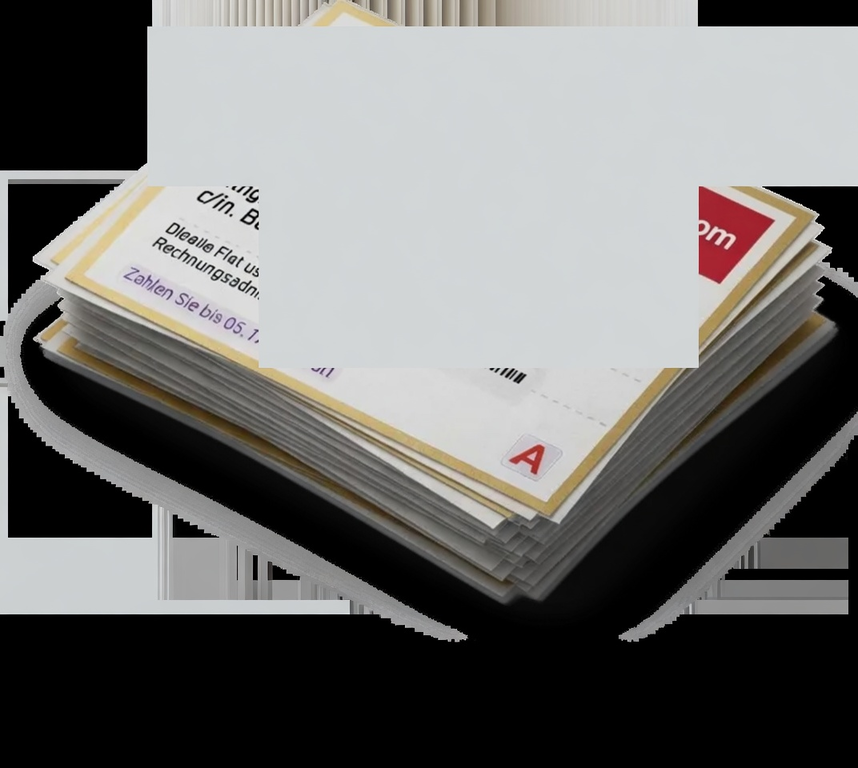 Stack of gold-edged invoices